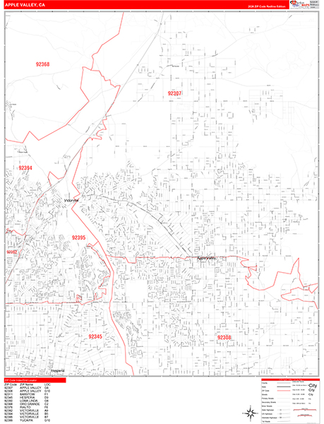 Apple Valley Zip Code Wall Map